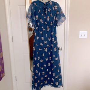 Women’s Royal Blue Flowered Maxi Dress.